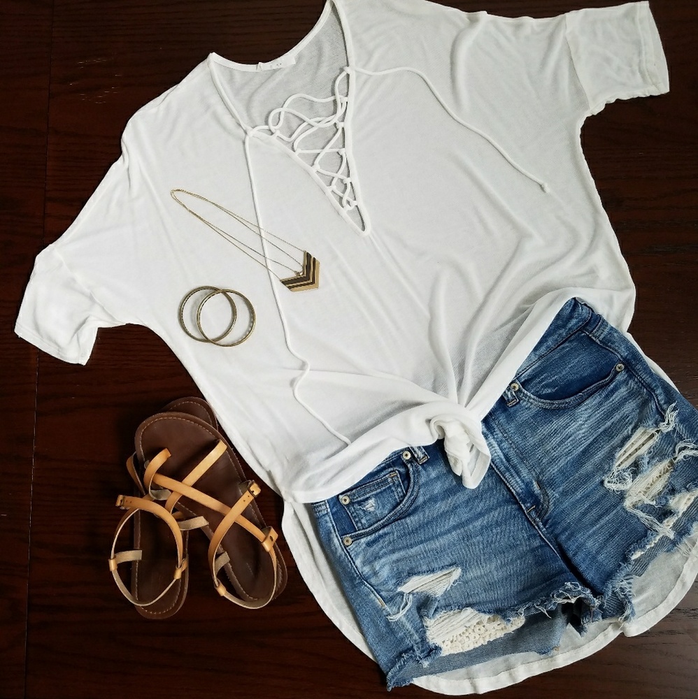 Lace up shirt tunic
